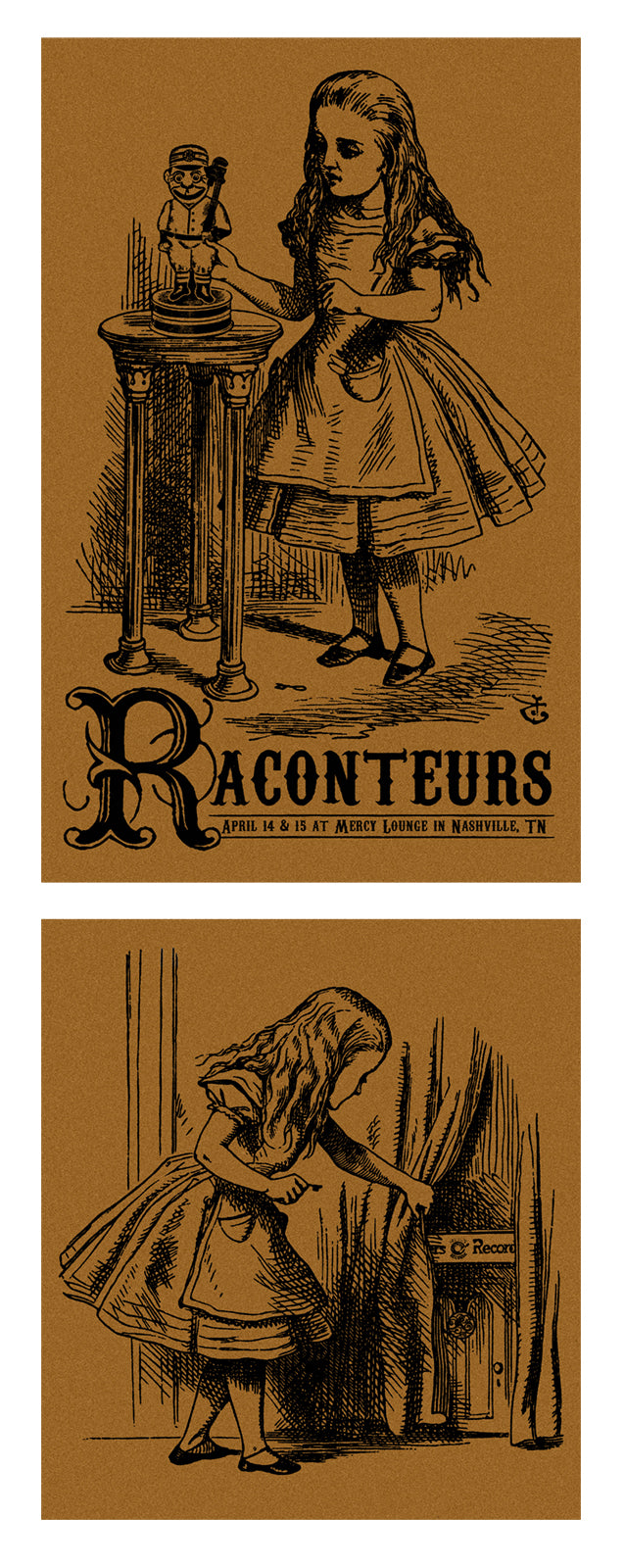 The Raconteurs Nashville 2008 Set of 2 Handbills Metallic Copper